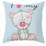 Valentine's Day Pillow Covers 4 Piece Random Styles Together, Cartoon Bear Pillow Cover Valentine's Day Love Bear Print Square Pillow Cushion Cover
