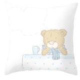Valentine's Day Pillow Covers 4 Piece Random Styles Together, Cartoon Bear Pillow Cover Valentine's Day Love Bear Print Square Pillow Cushion Cover