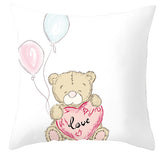 Valentine's Day Pillow Covers 4 Piece Random Styles Together, Cartoon Bear Pillow Cover Valentine's Day Love Bear Print Square Pillow Cushion Cover