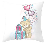 Valentine's Day Pillow Covers 4 Piece Random Styles Together, Cartoon Bear Pillow Cover Valentine's Day Love Bear Print Square Pillow Cushion Cover