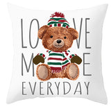 Valentine's Day Pillow Covers 4 Piece Random Styles Together, Cartoon Bear Pillow Cover Valentine's Day Love Bear Print Square Pillow Cushion Cover