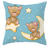 Valentine's Day Pillow Covers 4 Piece Random Styles Together, Cartoon Bear Pillow Cover Valentine's Day Love Bear Print Square Pillow Cushion Cover