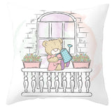 Valentine's Day Pillow Covers 4 Piece Random Styles Together, Cartoon Bear Pillow Cover Valentine's Day Love Bear Print Square Pillow Cushion Cover