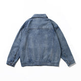 Men Denim Jackets Casual Retro Washed Drop-Shoulder Denim Jacket