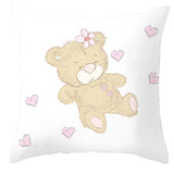 Valentine's Day Pillow Covers 4 Piece Random Styles Together, Cartoon Bear Pillow Cover Valentine's Day Love Bear Print Square Pillow Cushion Cover