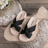 Women Open Toe Sandals Flats Spring/Summer Thick-Soled Muffin One-Word Twisted-Knot Slippers