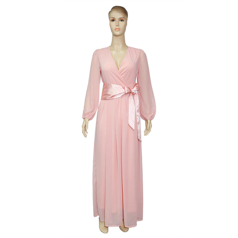 African Women's Wear Chiffon Silk Bow Evening Dress African Dashiki Ankara Styles Dress