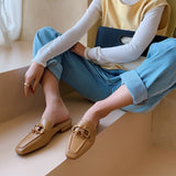 Finn Chain Pointed Toe Mule Slippers Women's Toe Cap Half Slippers Spring Sandals Outer Wear Lazy Slippers