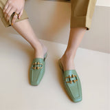 Finn Chain Pointed Toe Mule Slippers Women's Toe Cap Half Slippers Spring Sandals Outer Wear Lazy Slippers