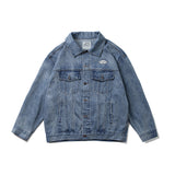 Men Denim Jackets Casual Retro Washed Drop-Shoulder Denim Jacket