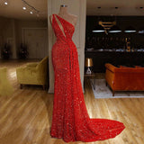Burgundy Evening Dresses for Weddings Dress Sexy Oblique Shoulder Bronzing Slim-Fit Dress