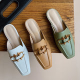 Finn Chain Pointed Toe Mule Slippers Women's Toe Cap Half Slippers Spring Sandals Outer Wear Lazy Slippers