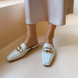 Finn Chain Pointed Toe Mule Slippers Women's Toe Cap Half Slippers Spring Sandals Outer Wear Lazy Slippers