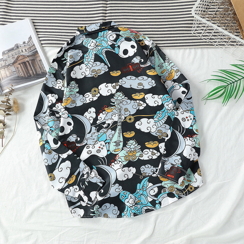 Men's Shirts Printed Shirt Long Sleeve Loose