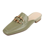 Finn Chain Pointed Toe Mule Slippers Women's Toe Cap Half Slippers Spring Sandals Outer Wear Lazy Slippers