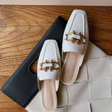 Finn Chain Pointed Toe Mule Spring Metal Buckle Flat Shoes