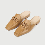 Finn Chain Pointed Toe Mule Spring Metal Buckle Flat Shoes