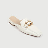 Finn Chain Pointed Toe Mule Spring Metal Buckle Flat Shoes