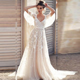 See through Wedding Dress Spring and Summer Dress V-neck Backless Dress