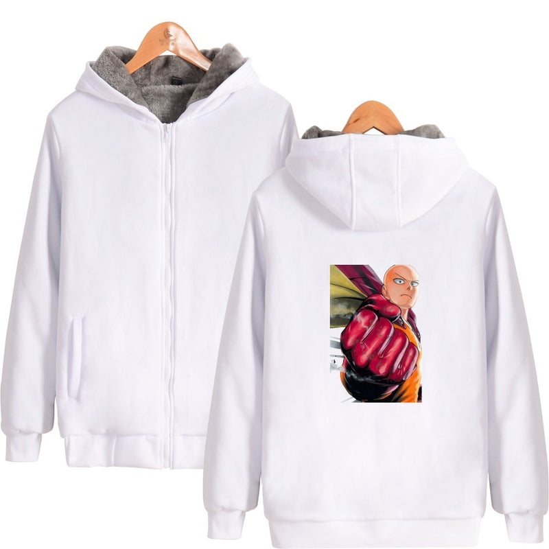 Anime Hoddies Fleece-Lined Thickened Cotton-Padded Jacket Zipper Sweater