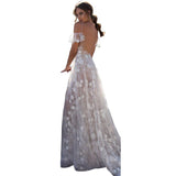 Women Lace Wedding Dress Sexy V-neck Strap Dress Long Dress Evening Gown