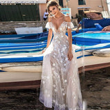 See through Wedding Dress Sexy V-neck Strap Dress Hollow-out Dress