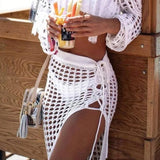 Coachella Music Festival Outfits Sexy See-through Tassel Knitted Dress Beach Skirt