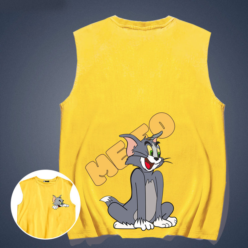 Tom And Jerry T Shirt Cat And Mouse Loose Round Neck