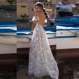 See through Wedding Dress Sexy V-neck Strap Dress Hollow-out Dress