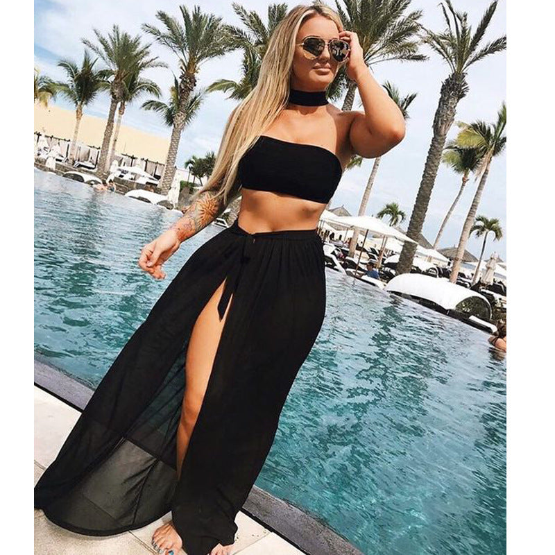 Coachella Music Festival Outfits Beach Chiffon Skirt European and American Leisure Beach Maxi Skirt