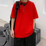 Men T-Shirts Half Sleeve Five Points Short Loose Solid Color