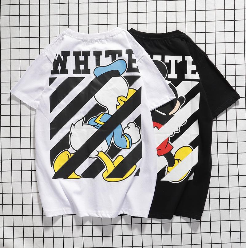 Off White T Shirt Cartoon Mickey Men And Women Short Sleeve Ow Donald Duck Loose Twill Couple Cotton Tshirt Owt