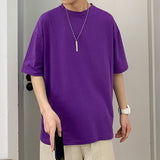 Men T-Shirts Half Sleeve Five Points Short Loose Solid Color