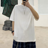 Men T-Shirts Half Sleeve Five Points Short Loose Solid Color