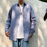 Men's Shirts All-Match Small Plaid Shirt Long Sleeve Shirt