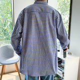 Men's Shirts All-Match Small Plaid Shirt Long Sleeve Shirt