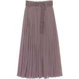 MIDI Mauve Skirt Tulle Wooden Ear High Waist Elegant Pleated Skirt