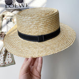 Straw Hat Hat Women's Casual All-Match Travel Flat Top Sun Hat