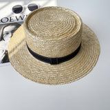 Straw Hat Hat Women's Casual All-Match Travel Flat Top Sun Hat