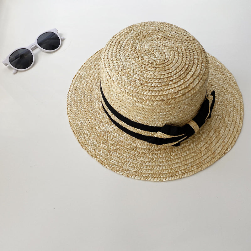 Straw Hat Hat Women's Casual All-Match Travel Flat Top Sun Hat