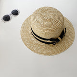 Straw Hat Hat Women's Casual All-Match Travel Flat Top Sun Hat