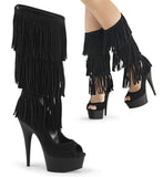 Platform Heels for Women Tassel 15cm High Heels Platform Peep Toe Stage Boots