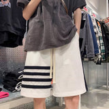 Men White Shorts Casual Pants Loose Shorts