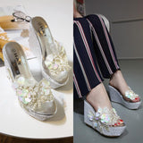 Platform Heels for Women Fashion Flower Slippers