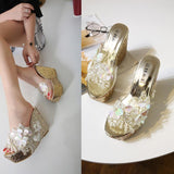 Platform Heels for Women Fashion Flower Slippers