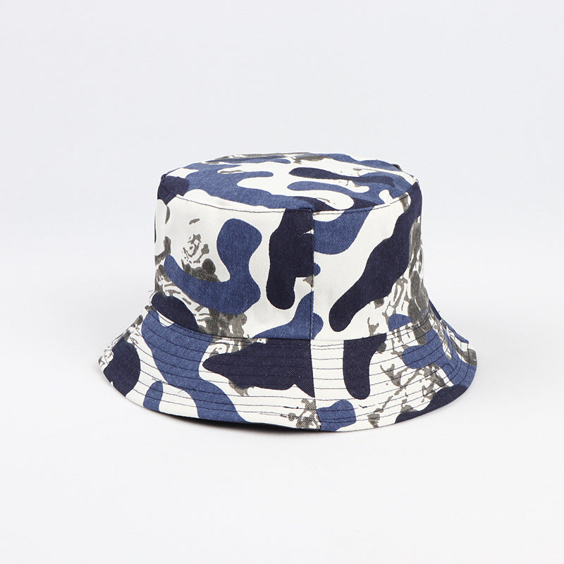 Bucket Hat Fishing Cap Cotton Print Fisherman Hat Vintage Camouflage Fashion Casual Sun-Proof Hat Sun Hat