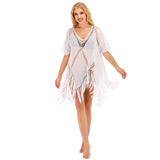 Coachella Music Festival Outfits Pullover Beach Bikini Blouse Short Sleeve