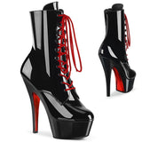 Platform Heels for Women High Heel Platform Red Lace-up Booties