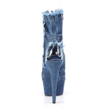Platform Heels for Women 15cm Blue Short Boots