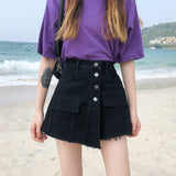 High Waisted Shorts Summer Denim Shorts Women's Loose Denim Skirted Leggings Culottes